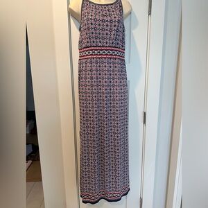 Max Studio Navy/Red/white Boho Sleeveless Maxi Dress